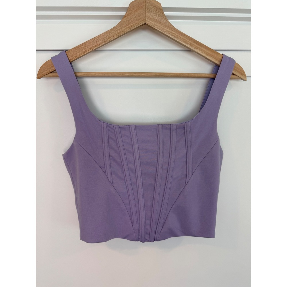 Lavender Purple Corset Bustier Crop Top Square Neck Y2K Fairycore Purple -Small